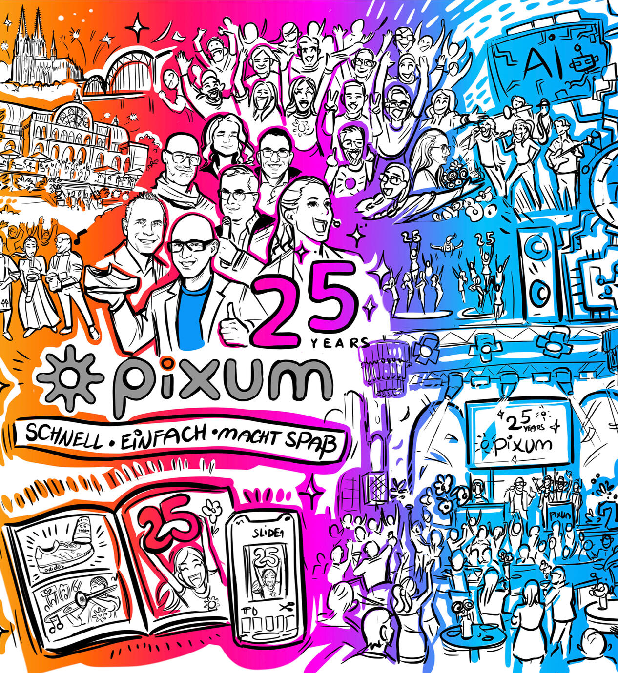 Graphic recording company event - capturing all the important moments for a great Farewell Gift or Memento