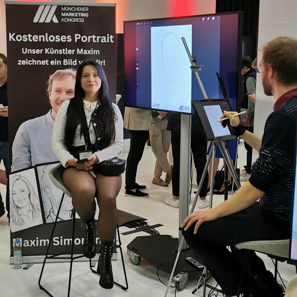 Drawing digital portraits on a big marketing event