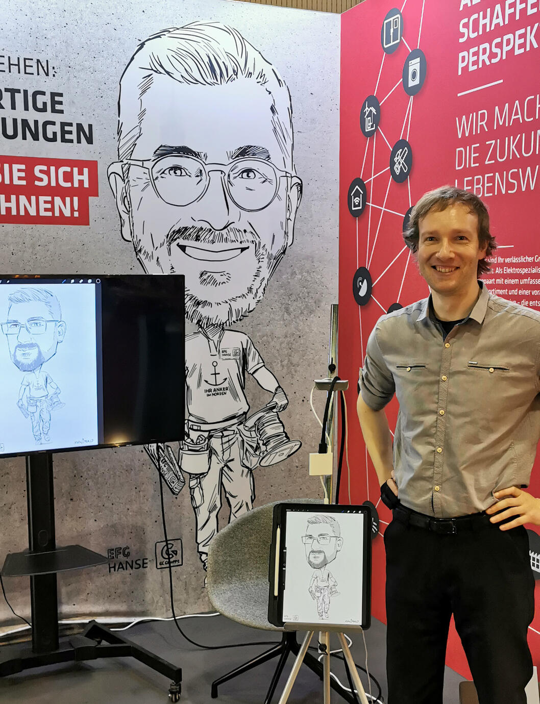 Bevor the event I can draw Portraits for your event appearence